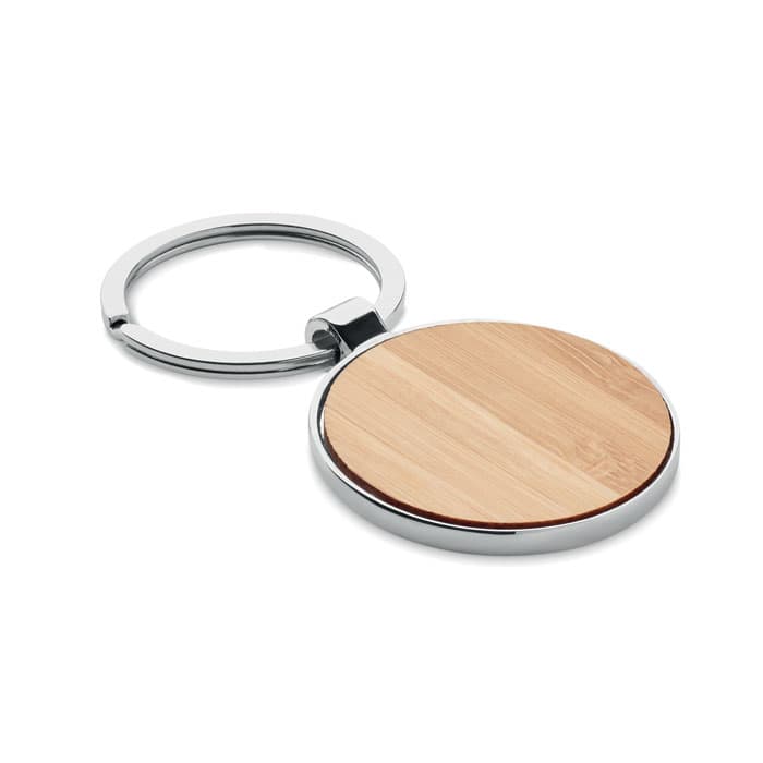 Porte-clés rond métal bambou